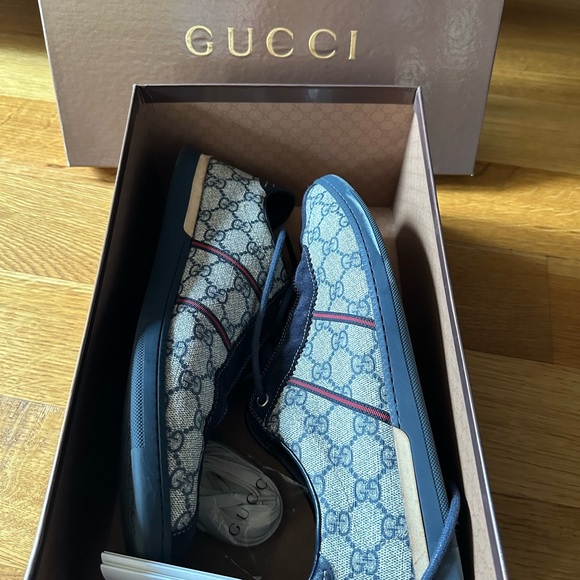 Gucci Blue and Tan Pelle S Gomma Sneakers - Picture 1 of 11